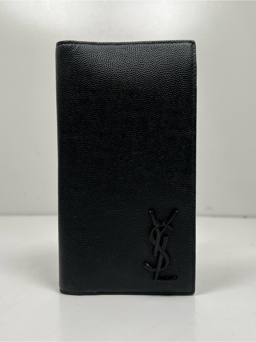 Saint Laurent YSL Lou Long Bifold Zipper Wallet Black Grained Leather Italy